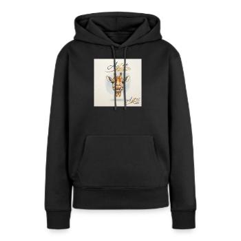 Girafe joyeuse dans le style aquarelle – Azzo - Sweat à capuche Premium bio Femme - noir - Devant - Julia (174cm)