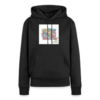 Hallo Freunde Spass und Farbe - Frauen Premium Bio Hoodie - Schwarz - Vorne - Julia (174cm)
