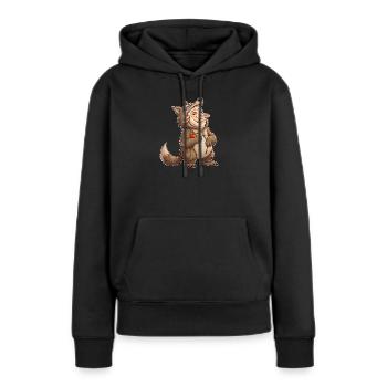 Moutons déguisés en loup - Sweat à capuche Premium bio Femme - noir - Devant - Julia (174cm)