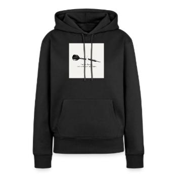 Dart Spruch: Ich Treff Doch Eh Nichts - Frauen Premium Bio Hoodie - Schwarz - Vorne - Julia (174cm)