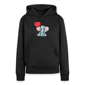 Petit éléphant mignon - Sweat à capuche Premium bio Femme - noir - Devant - Julia (174cm)