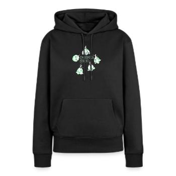 Forêt enchantée – Muguet-de-Vallée dansante - Sweat à capuche Premium bio Femme - noir - Devant - Julia (174cm)