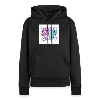 Soyez bienveillant avec votre esprit – Cœur de papillon - Sweat à capuche Premium bio Femme - noir - Devant - Julia (174cm)