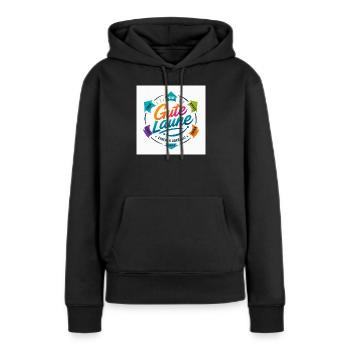 Gute Laune Kreis Farbig Positiv - Frauen Premium Bio Hoodie - Schwarz - Vorne - Julia (174cm)
