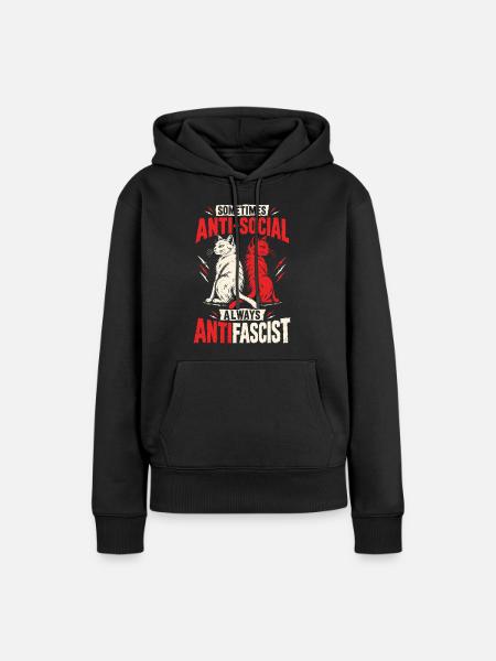 Antifascist Cats – Sometimes Antisocial - Frauen Premium Bio Hoodie - Schwarz