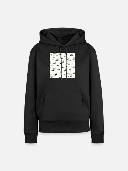 Japanisches Muster, inspiriert vom Iwagumi-Aquascaping - Frauen Premium Bio Hoodie - Schwarz