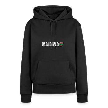 Maldives - Sweat à capuche Premium bio Femme - noir - Devant - Julia (174cm)
