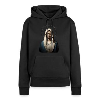 Marie Sérénite - Sweat à capuche Premium bio Femme - noir - Devant - Julia (174cm)