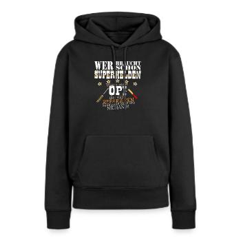 Opi Superheld - Frauen Premium Bio Hoodie - Schwarz - Vorne - Julia (174cm)