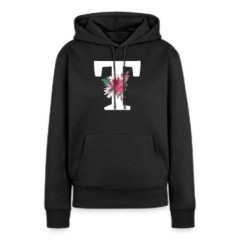 Buchstabe t blumig - Frauen Premium Bio Hoodie - Schwarz - Vorne - Julia (174cm)