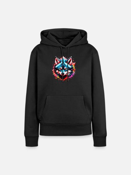 Wolf Tattoo - Frauen Premium Bio Hoodie - Schwarz