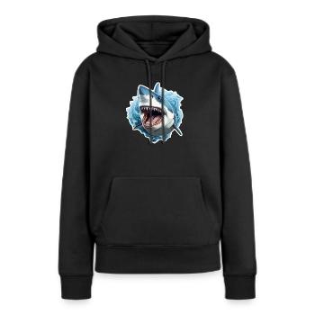 Hai im Ozean - Frauen Premium Bio Hoodie - Schwarz - Vorne - Julia (174cm)