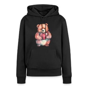 Niedlicher & süßer Teddy-Bär mit Herz Liebe - Frauen Premium Bio Hoodie - Schwarz - Vorne - Julia (174cm)