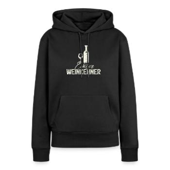 Echter Weinkenner, Weisswein Wein - Frauen Premium Bio Hoodie - Schwarz - Vorne - Julia (174cm)