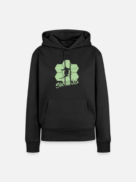 Skifahren, Skiing, Ski - Frauen Premium Bio Hoodie - Schwarz