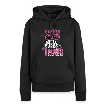 Les meilleures sont puéricultrices - Sweat à capuche Premium bio Femme - noir - Devant - Julia (174cm)