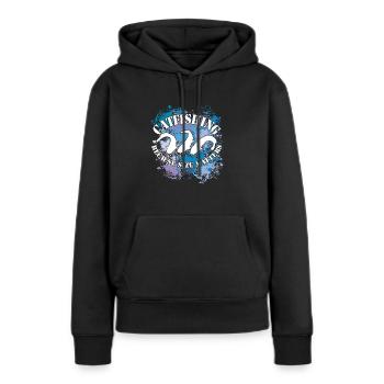 Poisson-chat Wels Waller sur des taches de couleur - Sweat à capuche Premium bio Femme - noir - Devant - Julia (174cm)