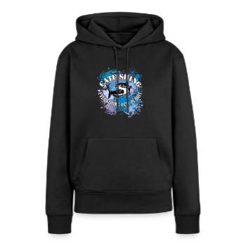 Poisson-chat Wels Waller sur des taches de couleur - Sweat à capuche Premium bio Femme - noir - Devant - Julia (174cm)