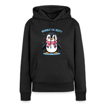 Cute Penguin with Scarf - Waddle I Do Next? - Women’s Premium Organic Hoodie - black - Front - Julia (174cm)