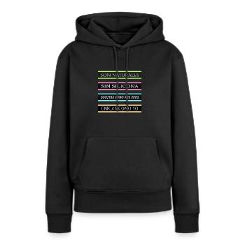 Ils sont naturels et sans silicone 5 - Sweat à capuche Premium bio Femme - noir - Devant - Julia (174cm)