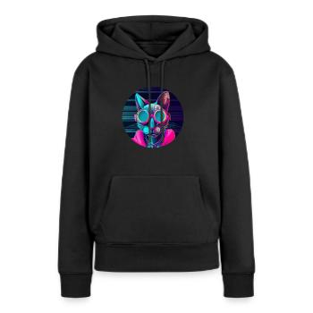 Stilvolle Katze - Frauen Premium Bio Hoodie - Schwarz - Vorne - Julia (174cm)