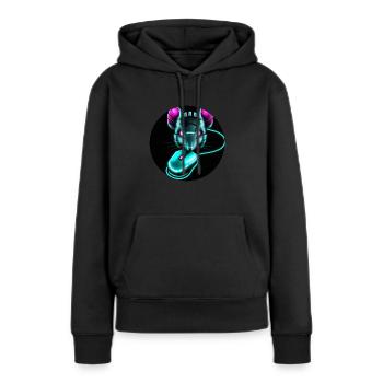 Cyber souris - Sweat à capuche Premium bio Femme - noir - Devant - Julia (174cm)