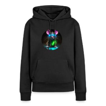 Cyber souris - Sweat à capuche Premium bio Femme - noir - Devant - Julia (174cm)