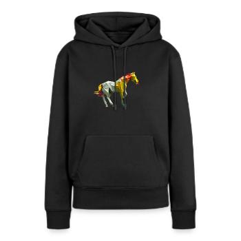 origami géométrie cheval coloré moderne arty - Sweat à capuche Premium bio Femme - noir - Devant - Julia (174cm)