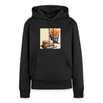 Bürger Menu - Frauen Premium Bio Hoodie - Schwarz - Vorne - Julia (174cm)