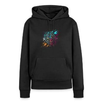 Bunter Airbrush Graffiti Kompass - Frauen Premium Bio Hoodie - Schwarz - Vorne - Julia (174cm)