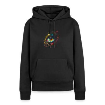 Psychedelisches Auge mit bunten Airbrush Details - Frauen Premium Bio Hoodie - Schwarz - Vorne - Julia (174cm)