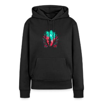 Frau als feenhafter Waldgeist Aquarell Airbrush - Frauen Premium Bio Hoodie - Schwarz - Vorne - Julia (174cm)