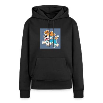 Chien mignon - Sweat à capuche Premium bio Femme - noir - Devant - Julia (174cm)