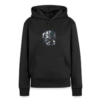 Crâne rétro futuriste Crâne Cyborg - Sweat à capuche Premium bio Femme - noir - Devant - Julia (174cm)