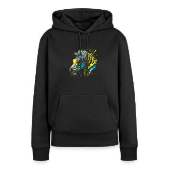 Buntes Zebra mit Sonnenbrille Graffiti Airbrush - Frauen Premium Bio Hoodie - Schwarz - Vorne - Julia (174cm)