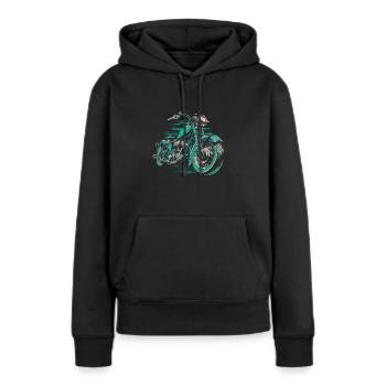 Cool Vintage Motorcycle Chopper en vert bleu - Sweat à capuche Premium bio Femme - noir - Devant - Julia (174cm)