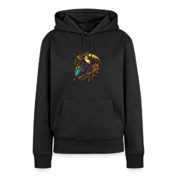 Toucan psychédélique au look street art coloré - Sweat à capuche Premium bio Femme - noir - Devant - Julia (174cm)