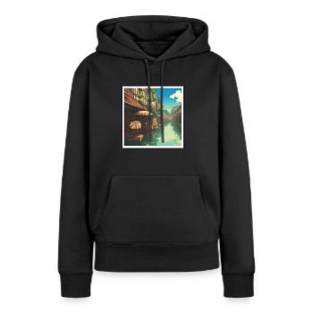 Schwimmender Markt in Asien - Frauen Premium Bio Hoodie - Schwarz - Vorne - Julia (174cm)