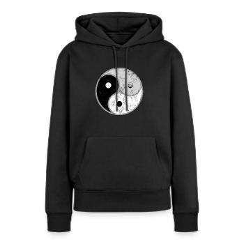 Triple Yin Yang, Gankyil, Tao, Bouddhisme Zen - Sweat à capuche Premium bio Femme - noir - Devant - Julia (174cm)