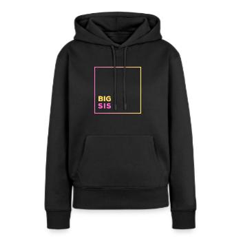 Grande soeur Big Sis Minimaliste - Sweat à capuche Premium bio Femme - noir - Devant - Julia (174cm)