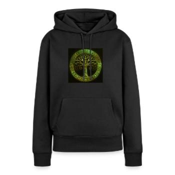 Celtic Tree of Life - Sweat à capuche Premium bio Femme - noir - Devant - Julia (174cm)