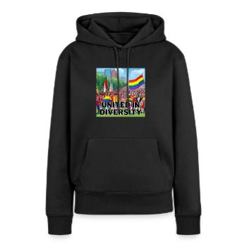 United in Diversity - Frauen Premium Bio Hoodie - Schwarz - Vorne - Julia (174cm)