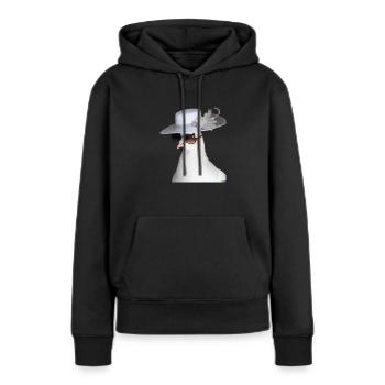 An elegant White Dove with Glasses - Women’s Premium Organic Hoodie - black - Front - Julia (174cm)