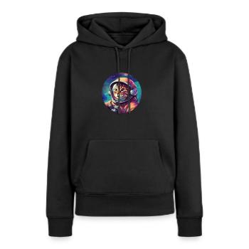Cosmic Cat Explorer - Sweat à capuche Premium bio Femme - noir - Devant - Julia (174cm)