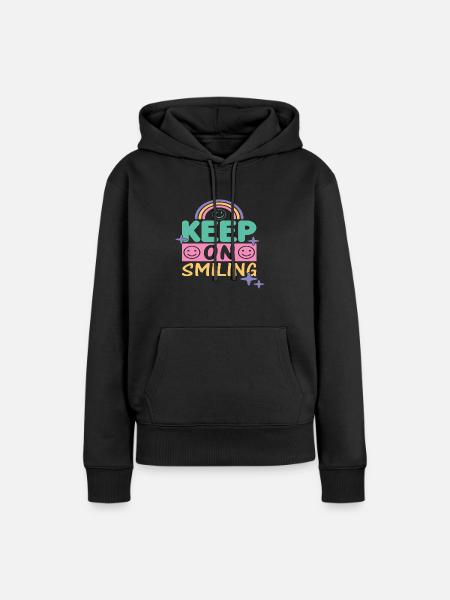 Keep On Smiling - Frauen Premium Bio Hoodie - Schwarz