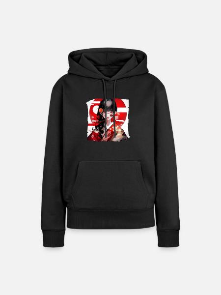 Japanisches Mädchen Rot Weiß - Frauen Premium Bio Hoodie - Schwarz