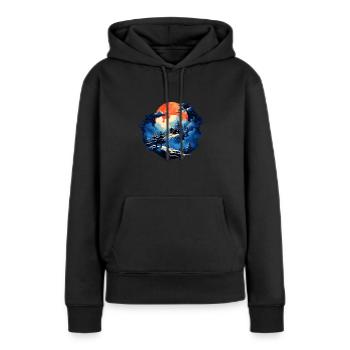 Cabane de montagne romantique dans une atmosphère hivernale - Sweat à capuche Premium bio Femme - noir - Devant - Julia (174cm)