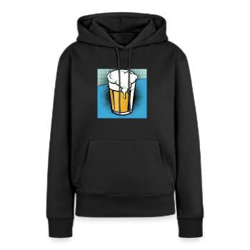 Comic Bier mit Schaumkrone gegen den Durst - Frauen Premium Bio Hoodie - Schwarz - Vorne - Julia (174cm)
