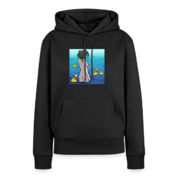 Nackte Frau im Wasser mit Gummienten - Frauen Premium Bio Hoodie - Schwarz - Vorne - Julia (174cm)
