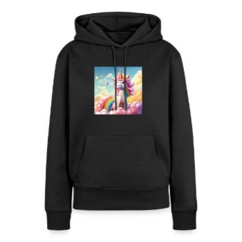 Einhorn über den Wolken - Frauen Premium Bio Hoodie - Schwarz - Vorne - Julia (174cm)